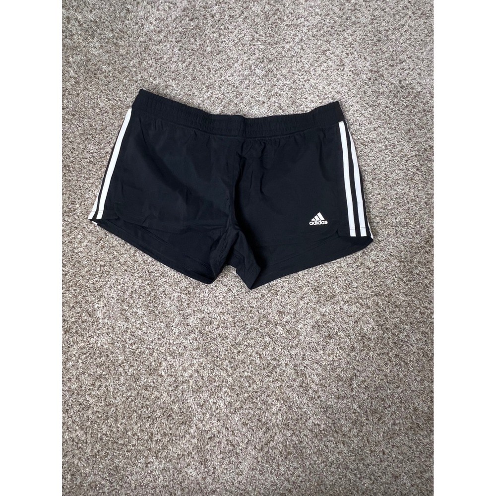Adidas Pacer 3S WVN Black White AEROREADY Running Shorts Womens Large